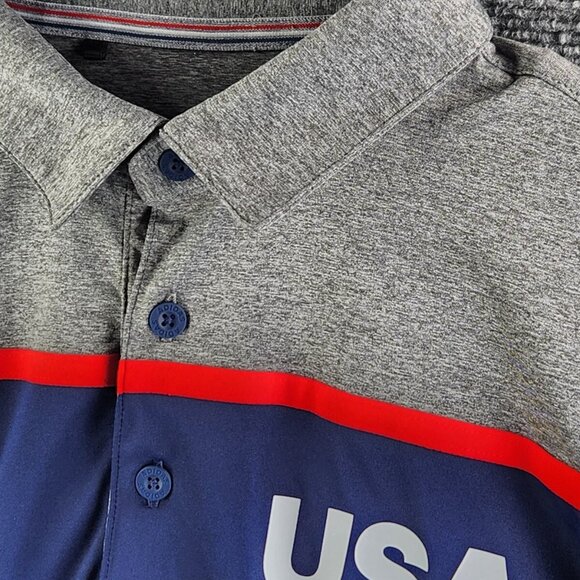 Adidas USA Men Small Stretchy Short Sleeve Blue Red Gray Polo Shirt Adult Sports - Picture 5 of 14